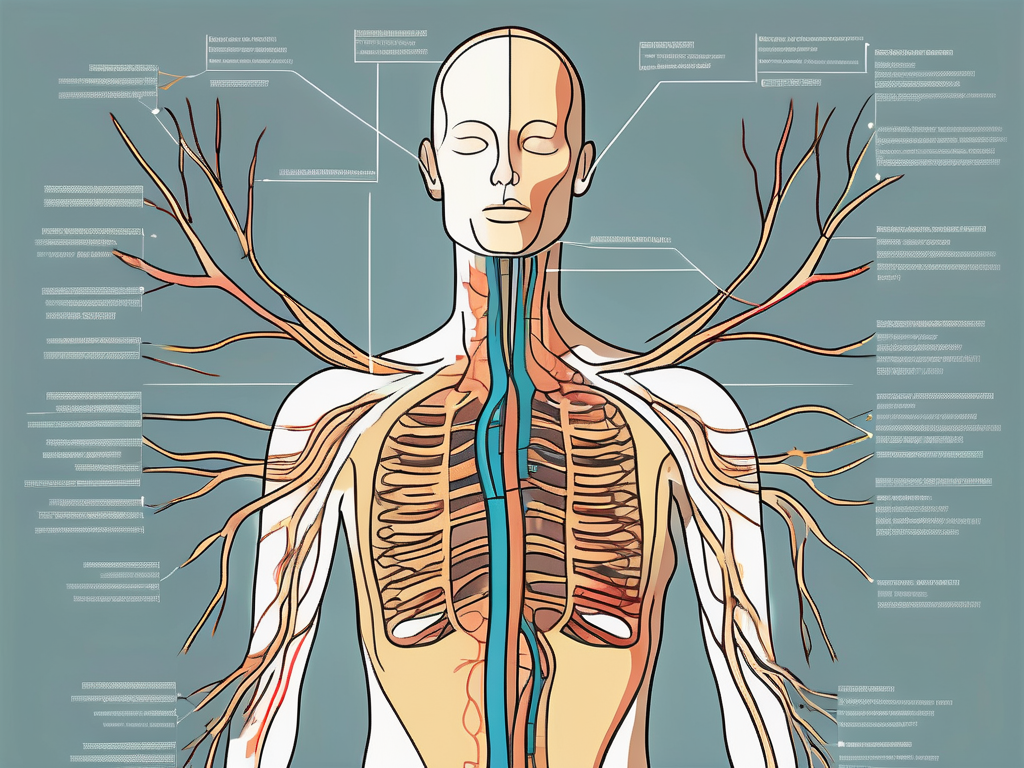 The human nervous system highlighting the spinal accessory nerve in a different color for emphasis