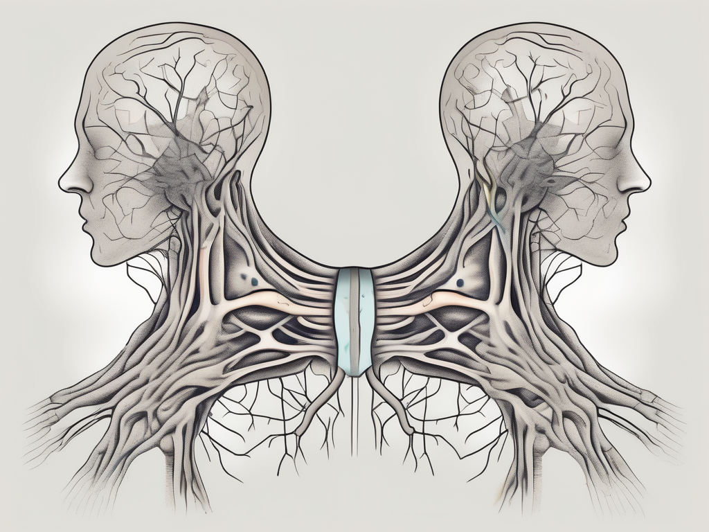 The accessory nerve branching out in the neck area