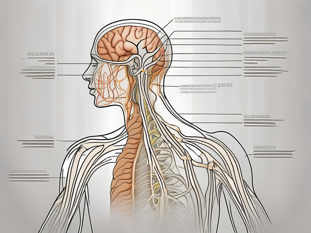 The human nervous system highlighting the accessory nerve