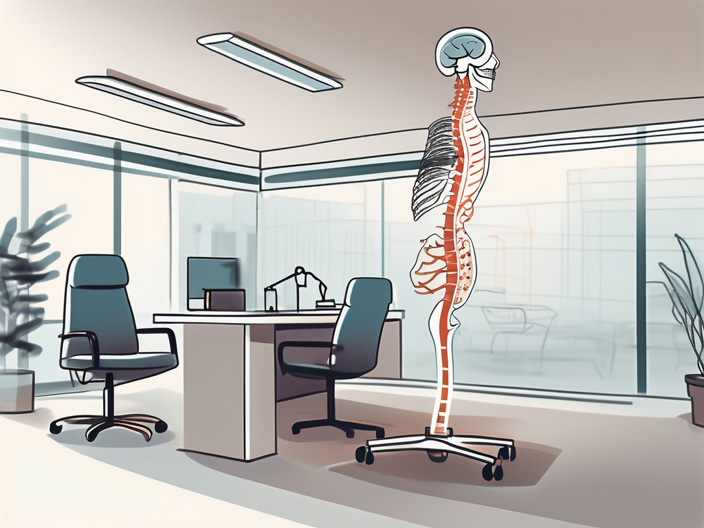 A doctor's office setting with a focus on a medical model of the spinal accessory nerve highlighted