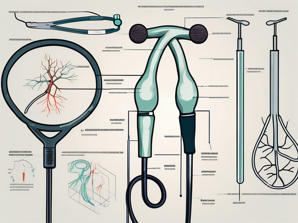 A medical professional's tools such as a reflex hammer and a stethoscope