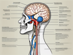 The accessory nerve (also known as the 11th cranial nerve) highlighted in a detailed human nervous system diagram