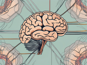 The human brain showcasing the accessory nerve in a distinct color