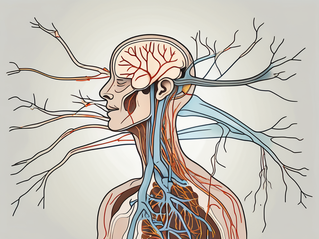 A human nervous system highlighting the accessory nerve (xi) on one side