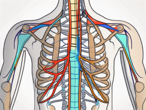 A scapula (shoulder blade) with the accessory nerve highlighted