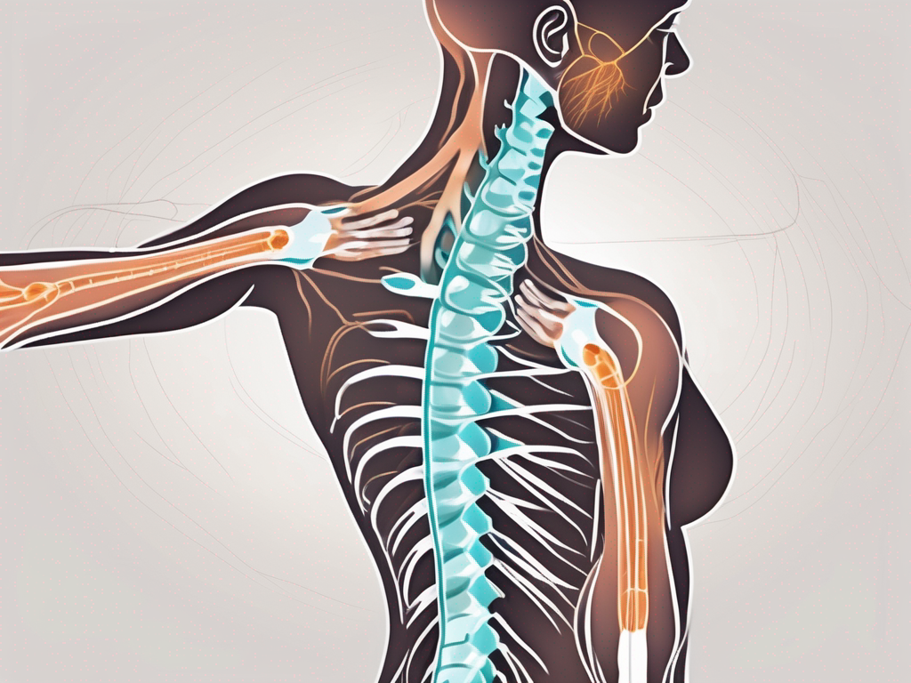 The spinal accessory nerve extending from the spinal cord