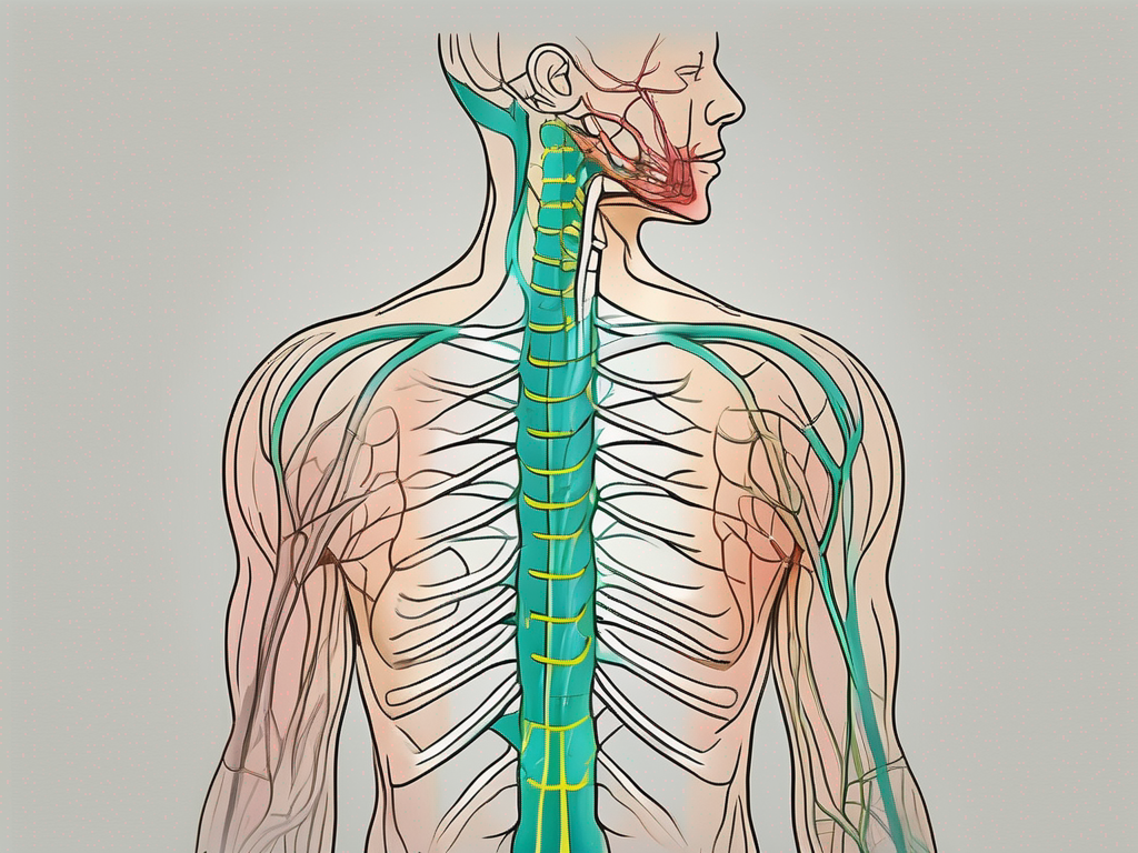 The cervical plexus highlighting the spinal accessory nerve in a different color for emphasis